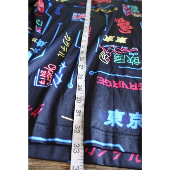 Fresh Prints Shirt Mens 5XL Black Neon Tokyo Print Oversized Savage Street Pop - Picture 5 of 7